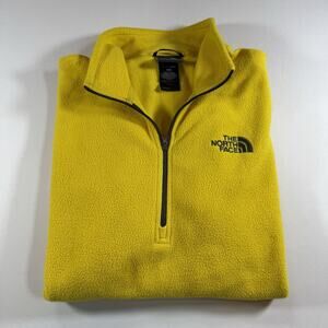 North Face Mens 1/4 Zip Neon Yellow Fleece Pullover Running/hiking Sz Medium